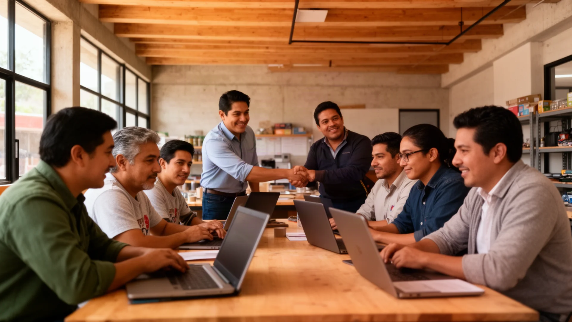 Profesionales mexicanos compartiendo conocimiento en un espacio de trabajo